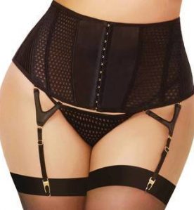Seven 'til Midnight Plus Size Cincher Suspender Belt and Thong Set